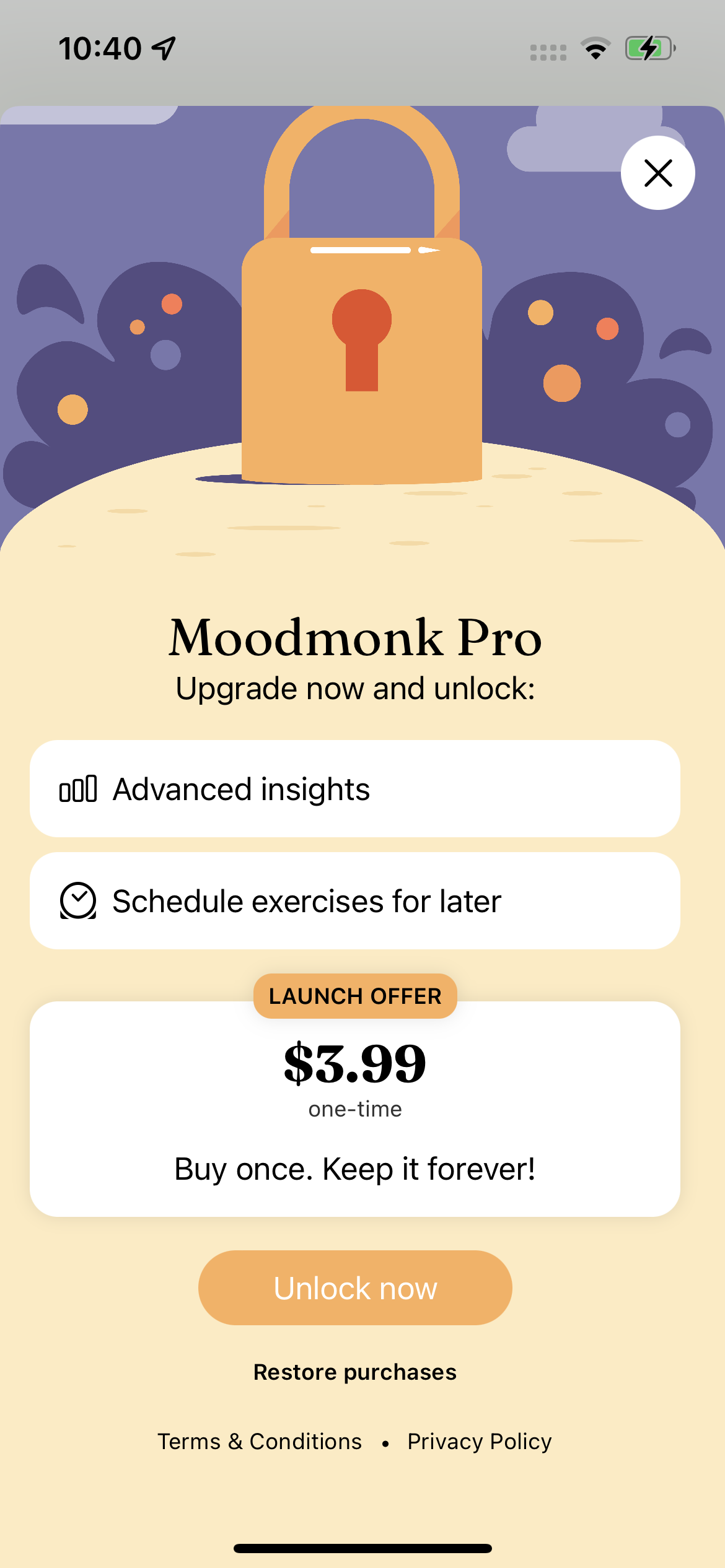 Moodmonk Pro paywall